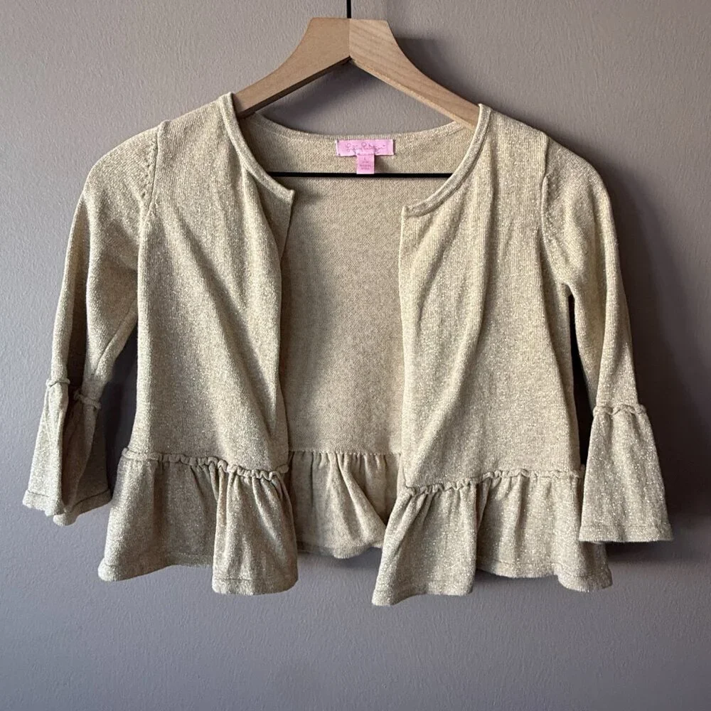 Youth Girl's L Lilly Pulitzer Gold Langley Sweater